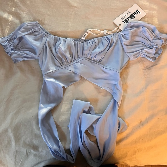 Hello Molly Danced Until Four Crop Top Steel Blue XS - Picture 4 of 4